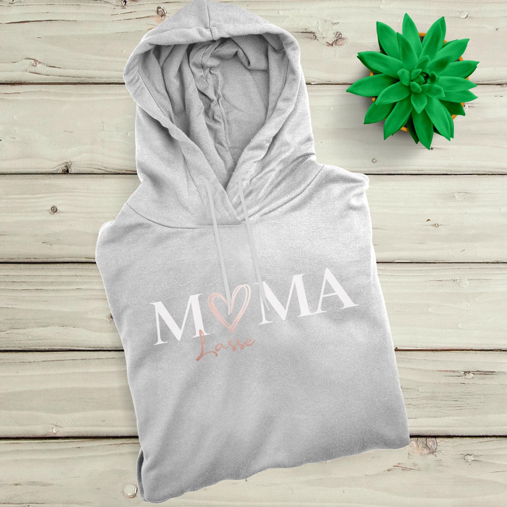 Mama Hoody Herz grau personalisiert mit Namen