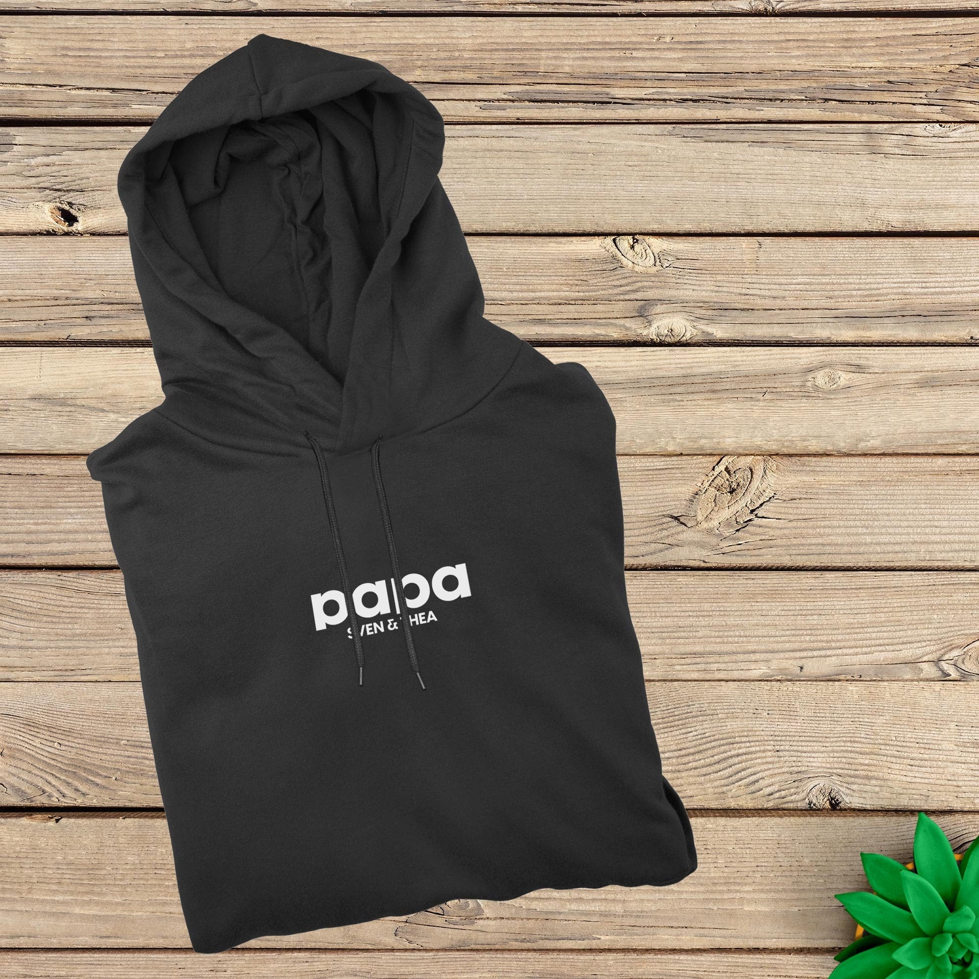 Papa Hoodie simpel schwarz personalisiert mit Namen