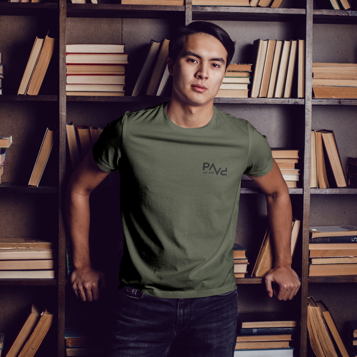 Papa T-Shirt PAPV khaki, personalisiert mit Namen