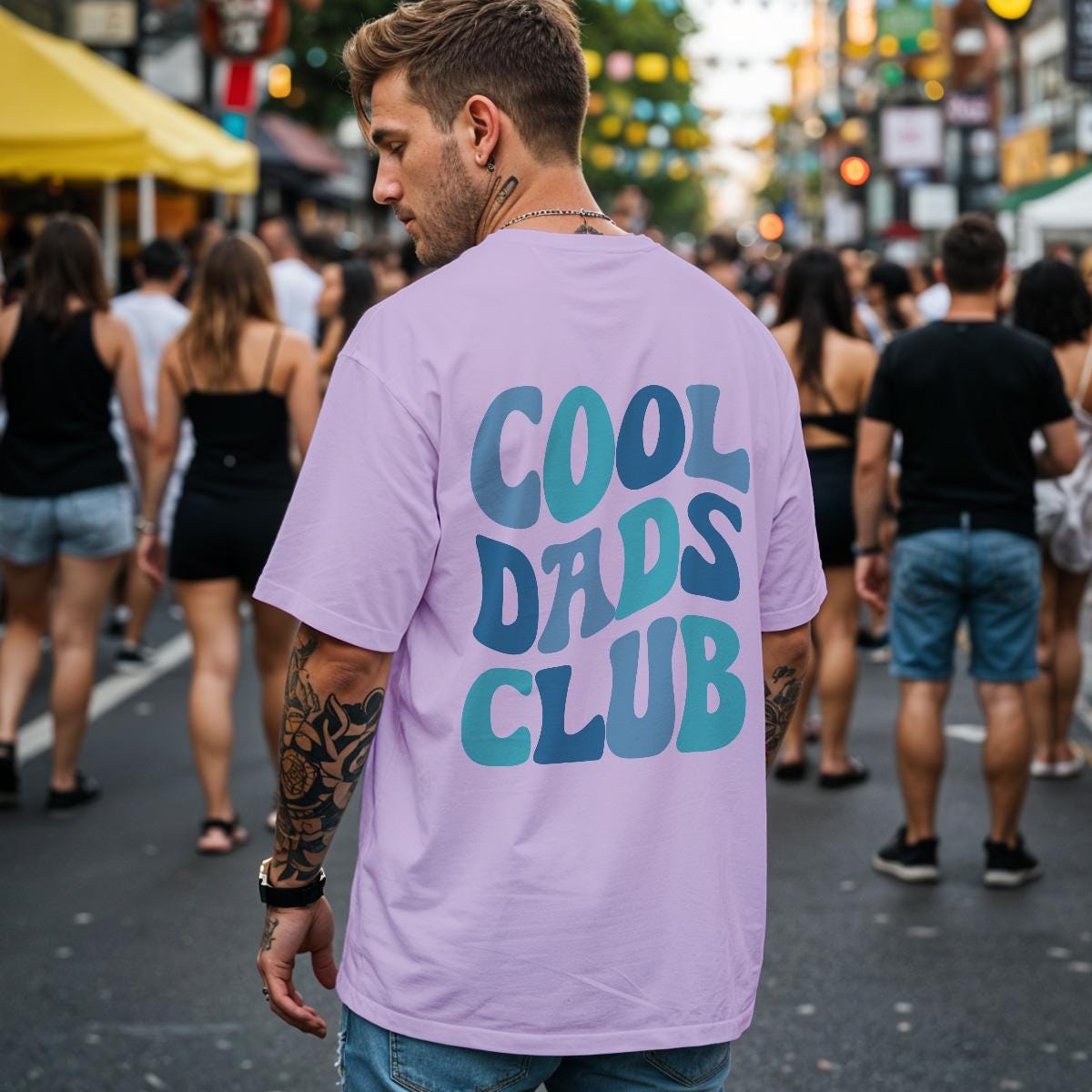 Cool Dads Club oversize Shirt in retro Design in lilac